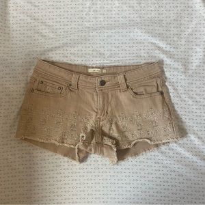 Tan/khaki colored denim cutoff shorts